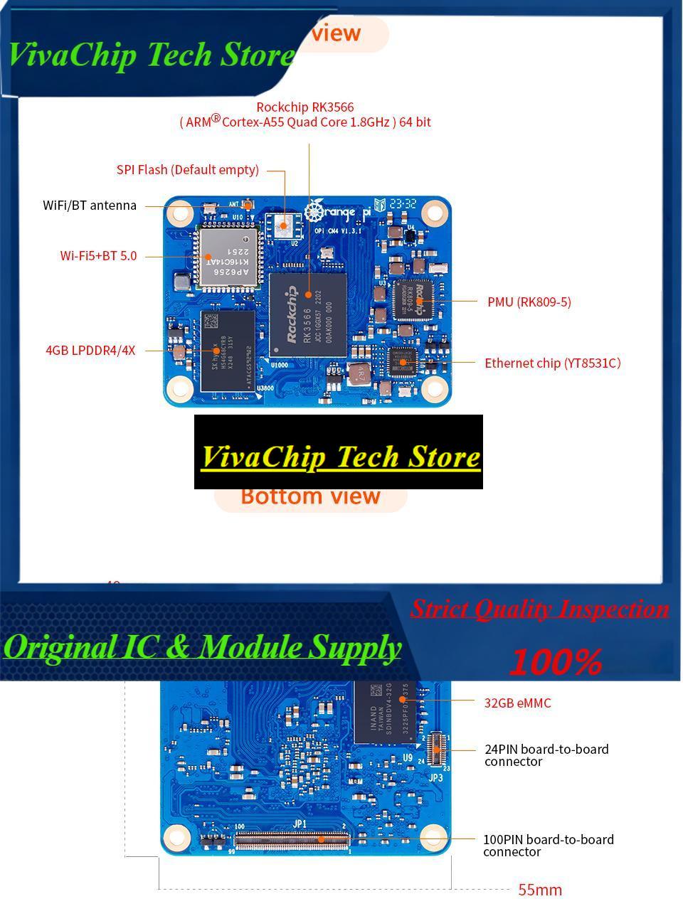 Compute Module 4 32Gb Wifi - VivacpOrange Pi CM4 4GB RAM 32GB
